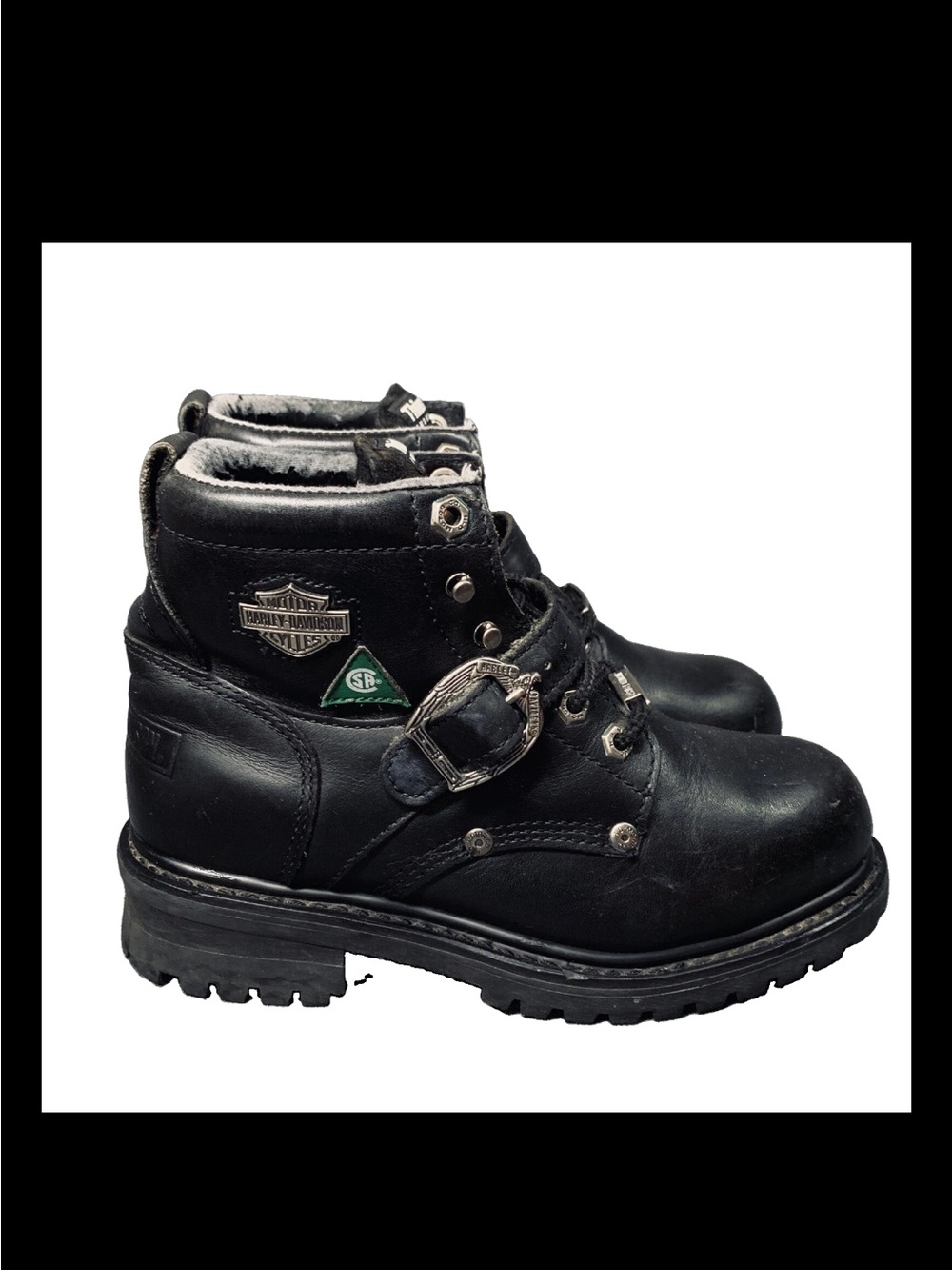 Harley Davidson Black Heavy Duty Motorcycle Buckle Boots 11224 Women Size US 7.5